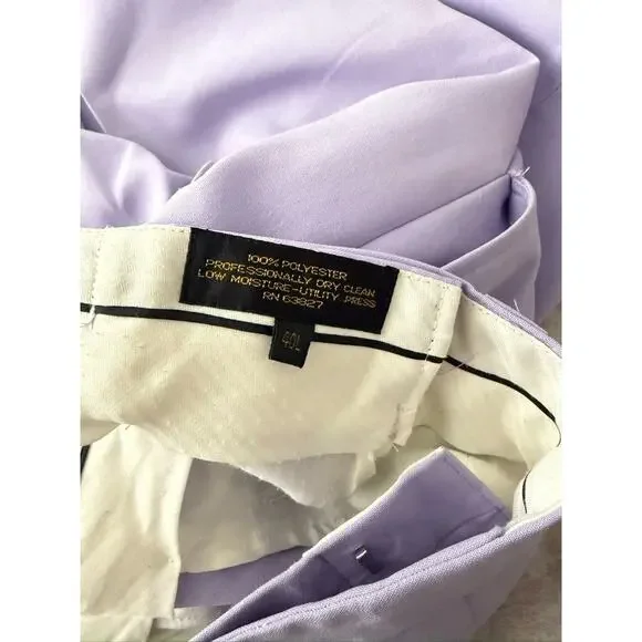 Falcone Mens 46L Single Breasted 2 Piece Suit Purple Blazer Jacket Wedding Pants